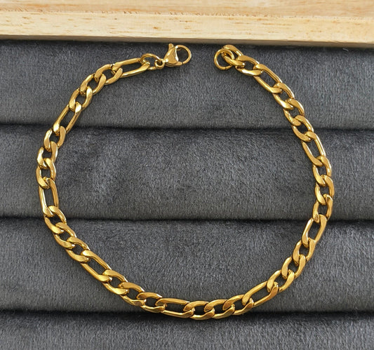 Antitarnish Unisex Figaro Chain Bracelet 18K Gold Plated