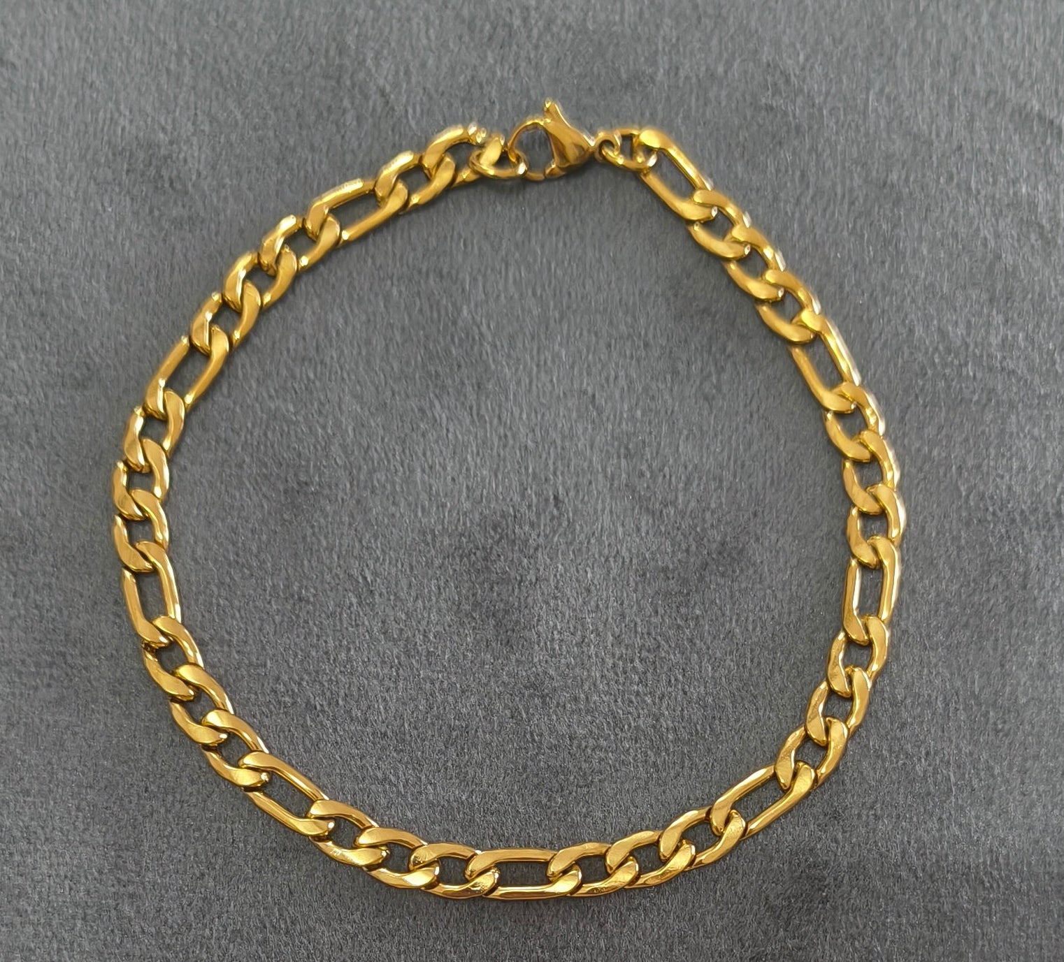Antitarnish Unisex Figaro Chain Bracelet 18K Gold Plated