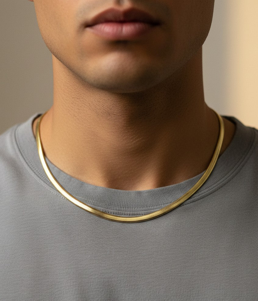 Antitarnish Unisex Filled Snake Chain 18K Gold Plated