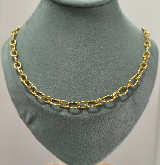 Antitarnish Unisex Heavy Twisted Rolo Chain 18K Gold Plated