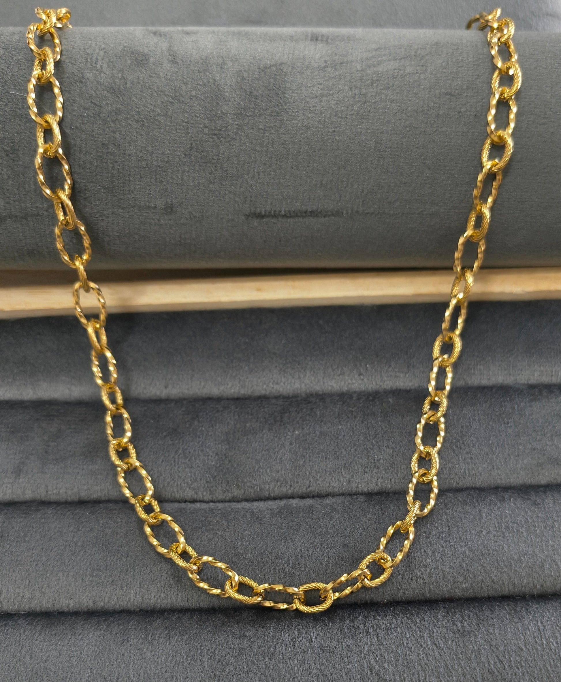 Antitarnish Unisex Heavy Twisted Rolo Chain 18K Gold Plated