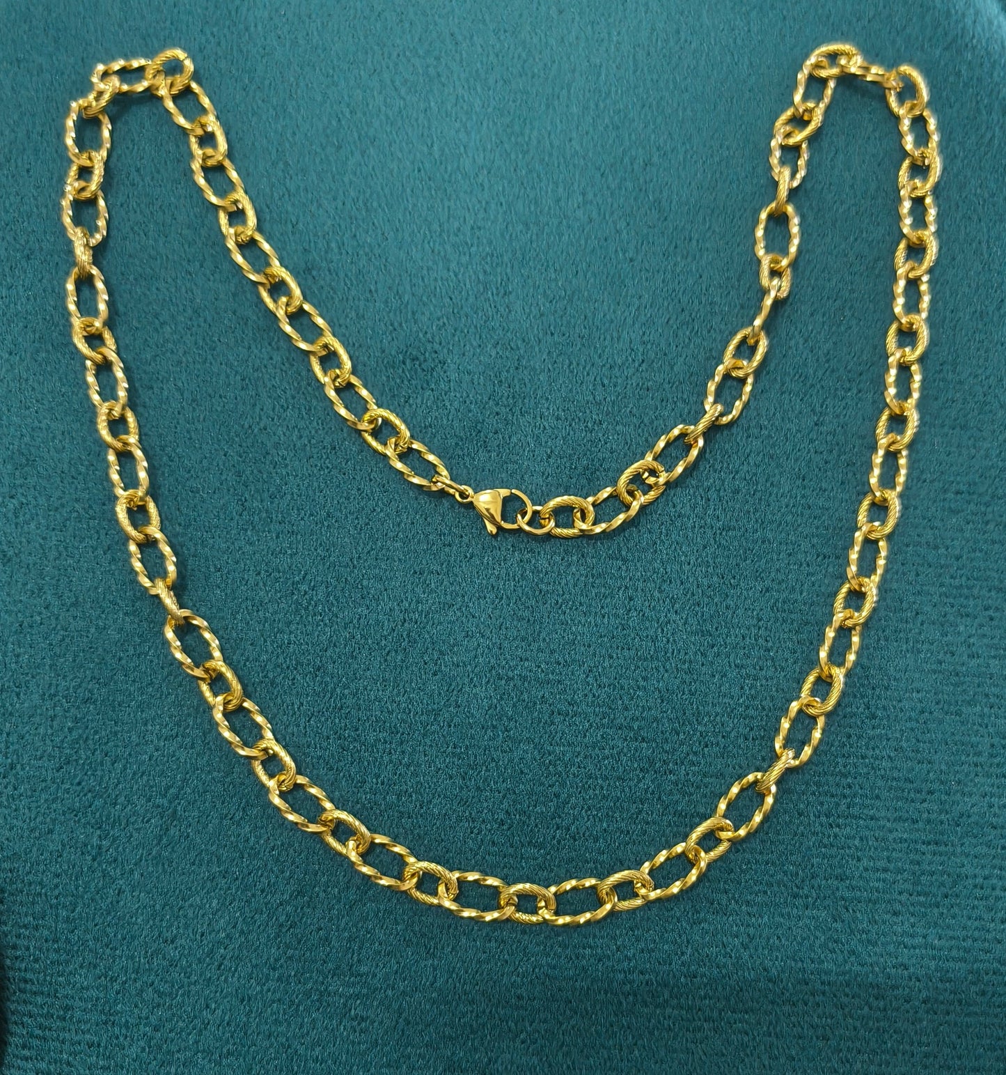 Antitarnish Unisex Heavy Twisted Rolo Chain 18K Gold Plated