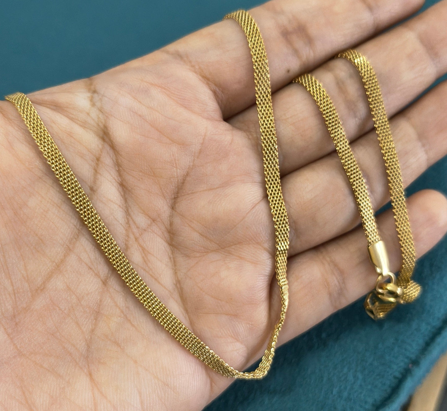 Antitarnish Unisex Sleek Flat Chain 18K Gold Plated
