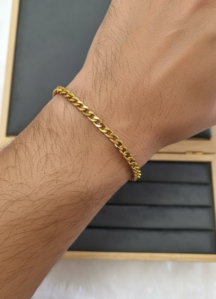 Antitarnish Unisex Sleek Link Chain Bracelet 18K Gold Plated