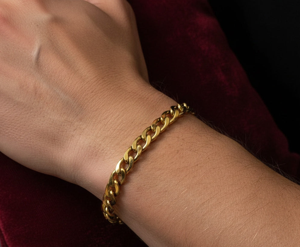 Antitarnish Unisex Sleek Link Chain Bracelet 18K Gold Plated