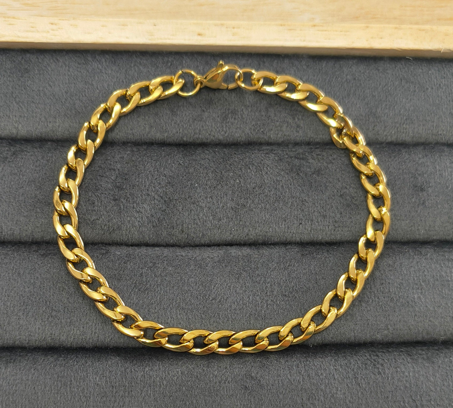 Antitarnish Unisex Sleek Link Chain Bracelet 18K Gold Plated