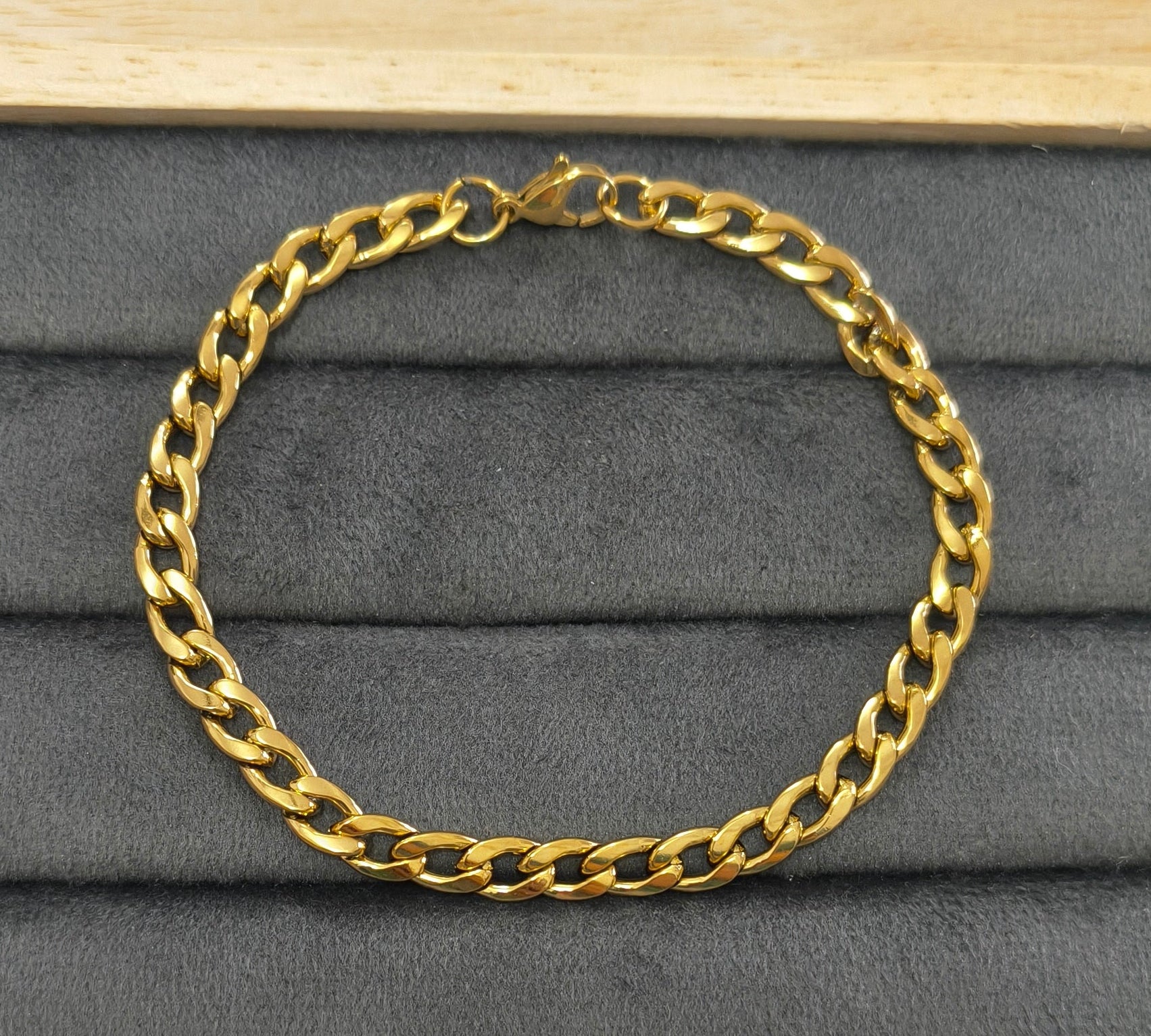 Antitarnish Unisex Sleek Link Chain Bracelet 18K Gold Plated