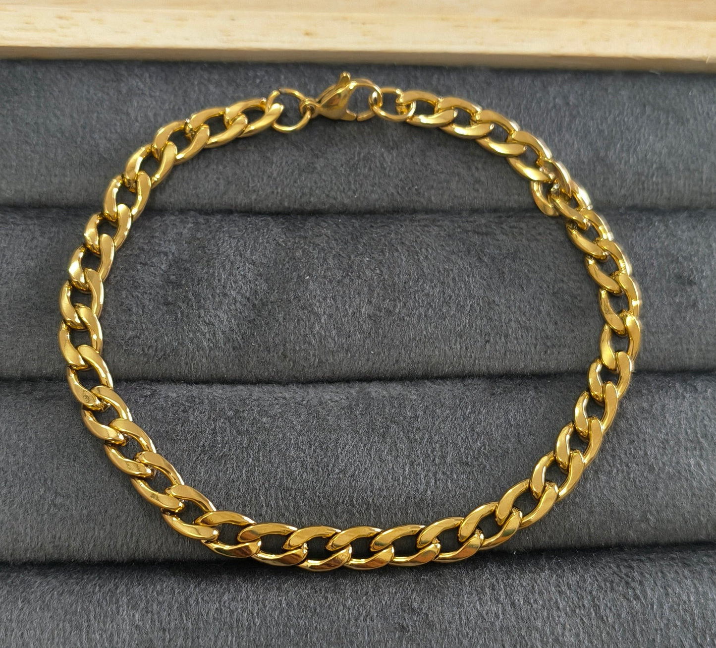 Antitarnish Unisex Sleek Link Chain Bracelet 18K Gold Plated