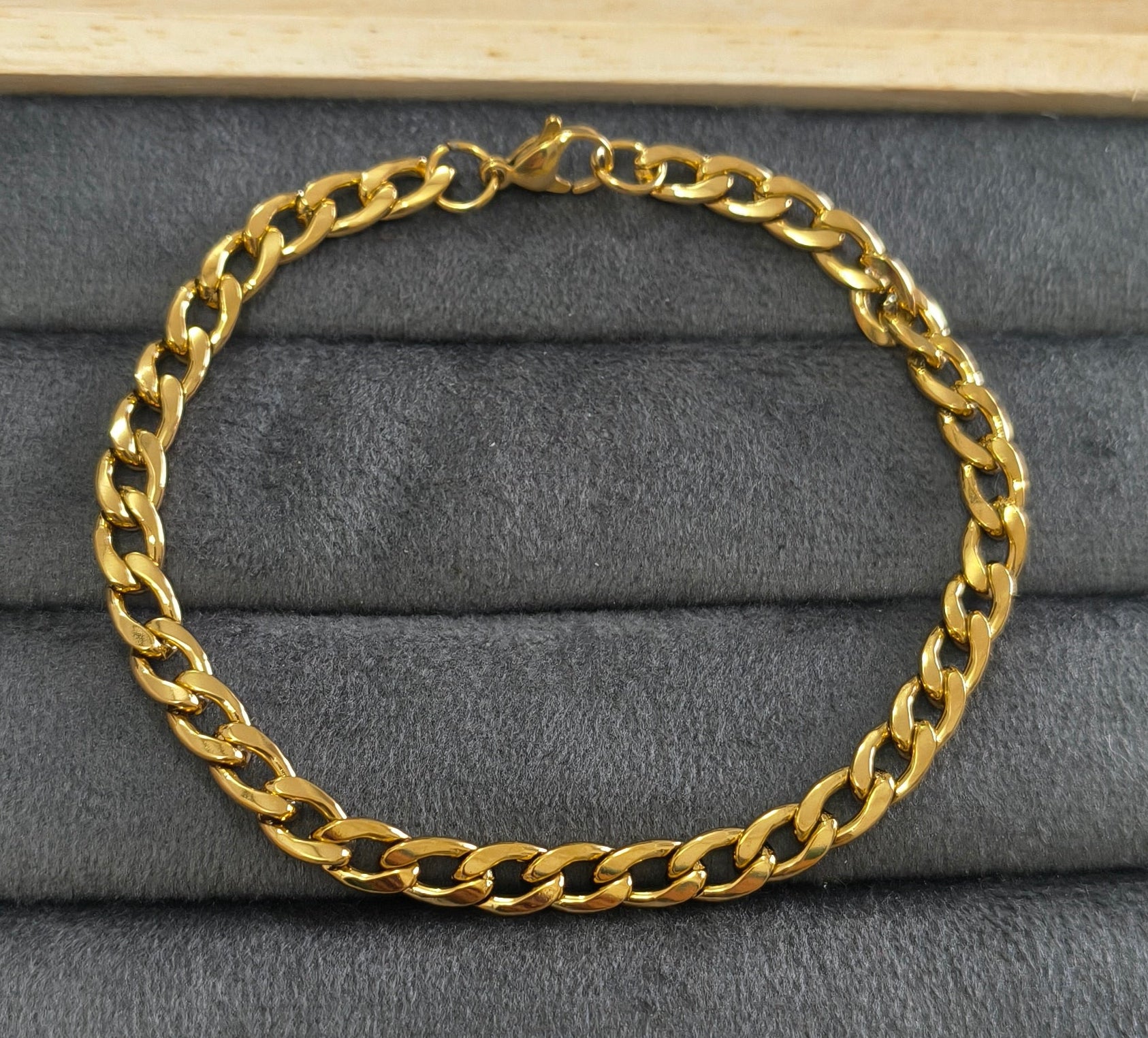 Antitarnish Unisex Sleek Link Chain Bracelet 18K Gold Plated