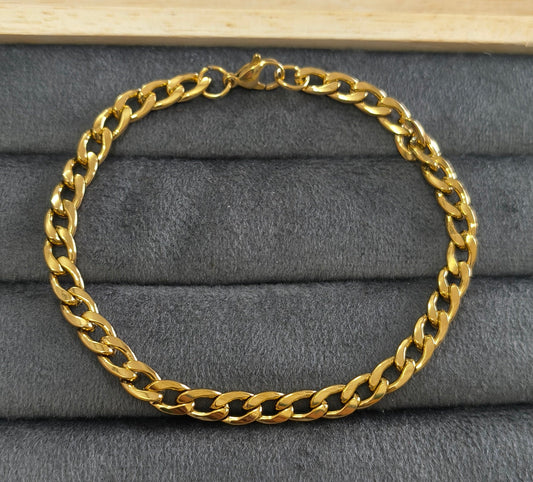 Antitarnish Unisex Sleek Link Chain Bracelet 18K Gold Plated