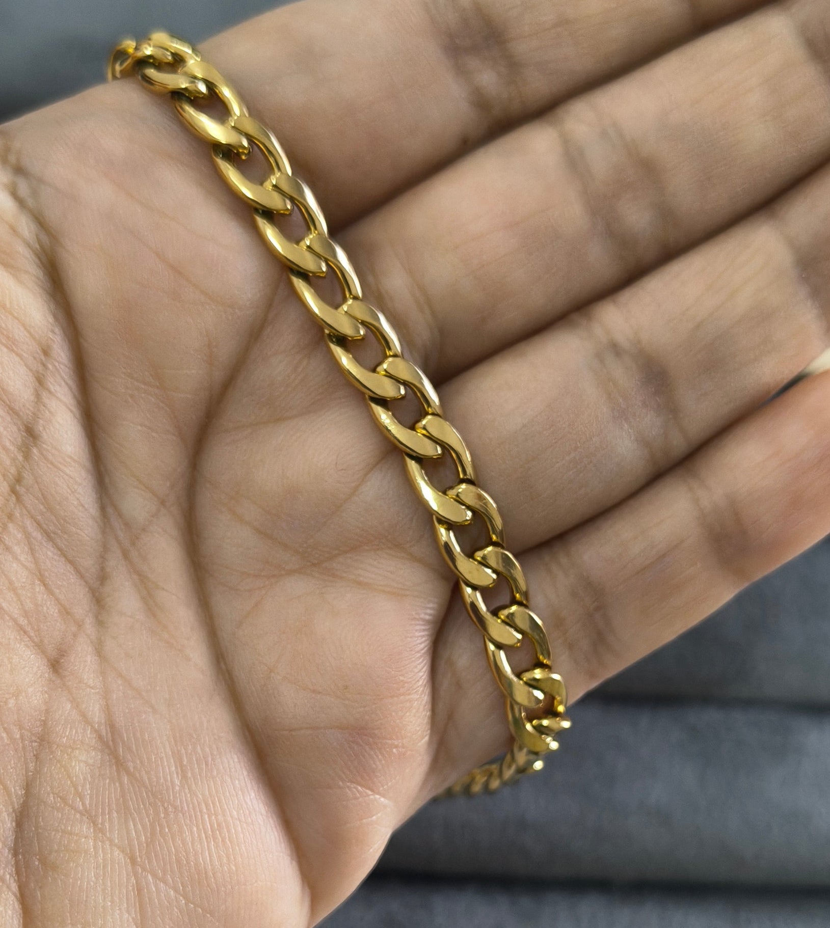 Antitarnish Unisex Sleek Link Chain Bracelet 18K Gold Plated