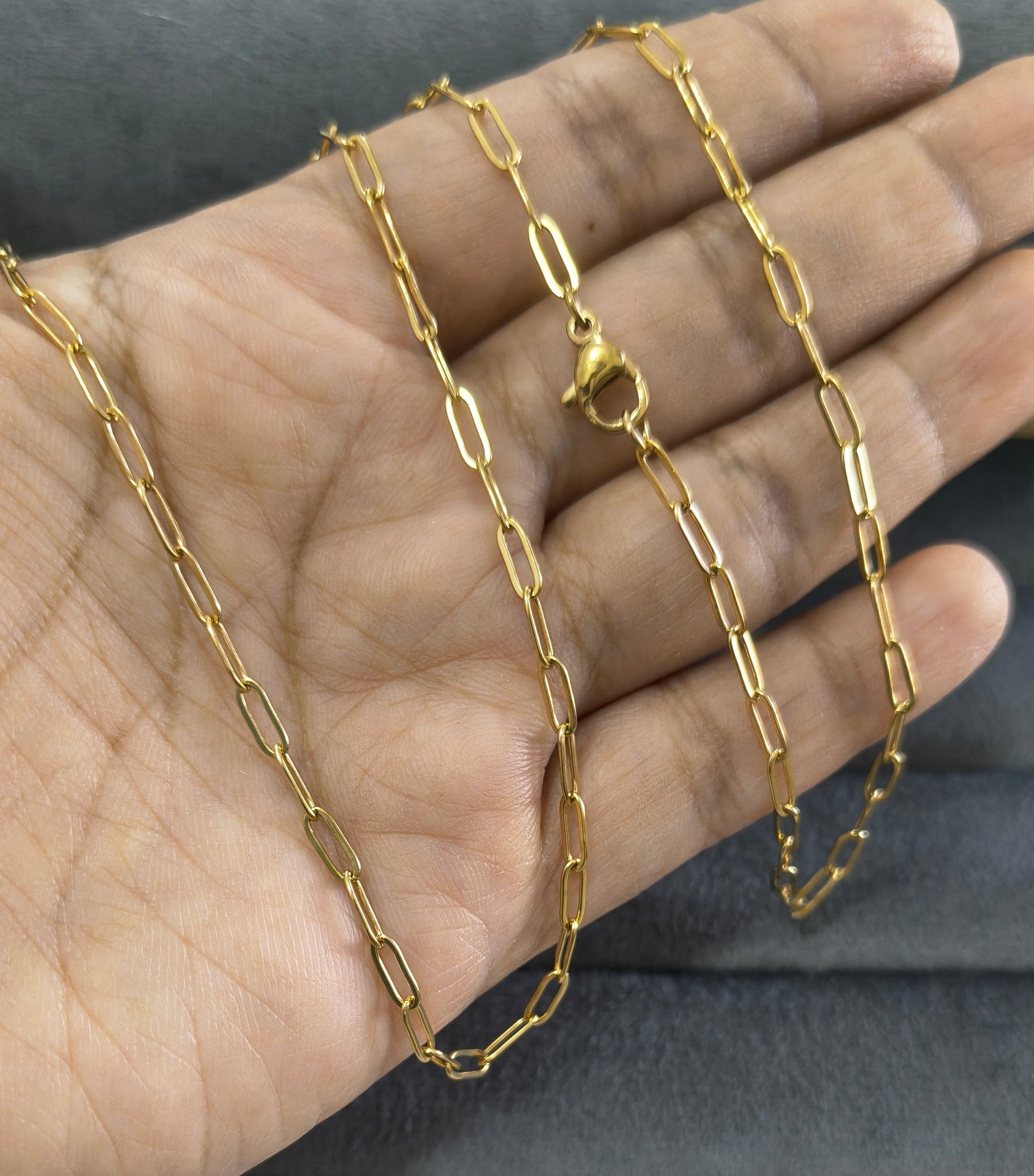 Antitarnish Unisex Sleek Paperclip Chain 18K Gold Plated