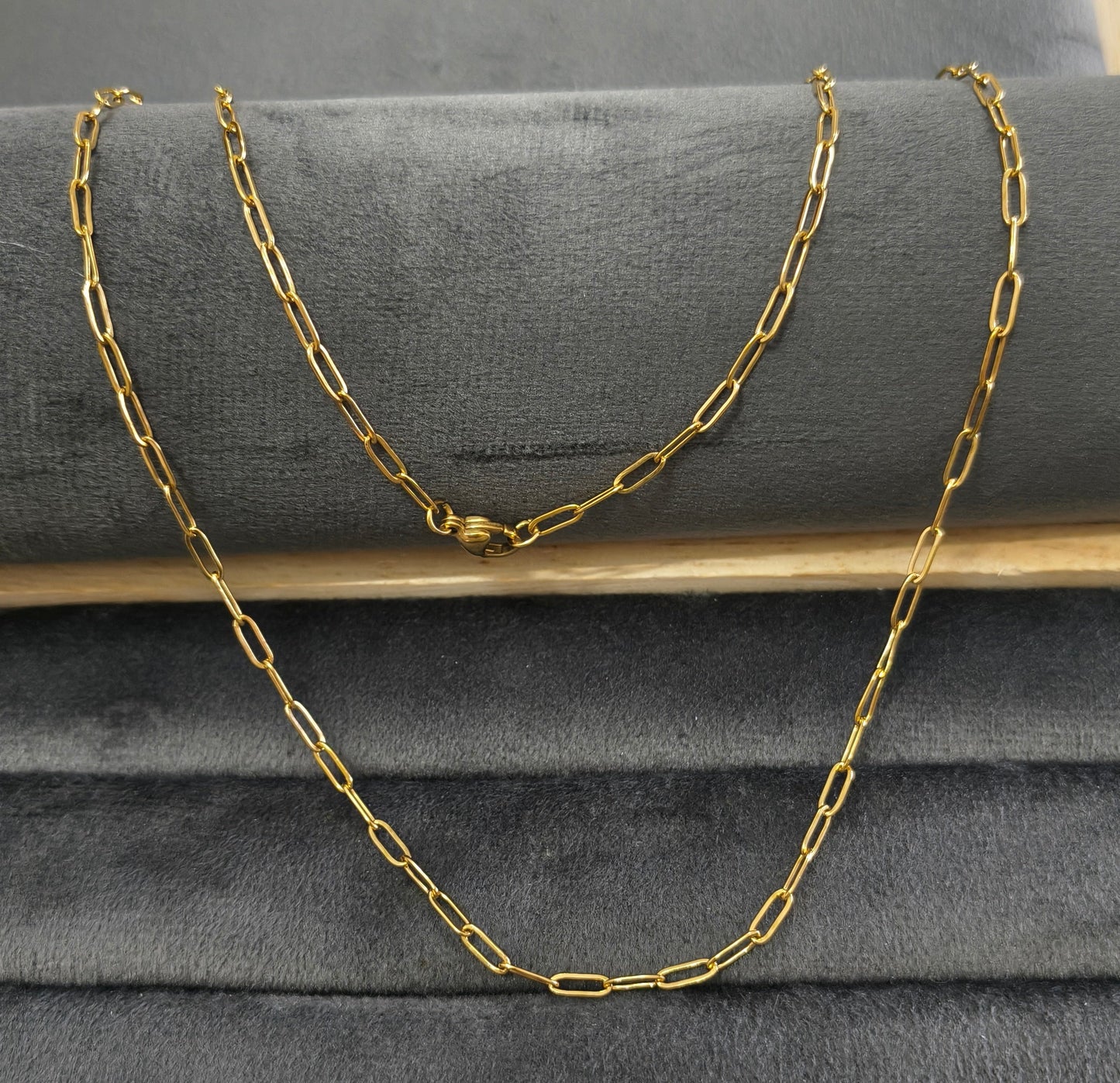 Antitarnish Unisex Sleek Paperclip Chain 18K Gold Plated