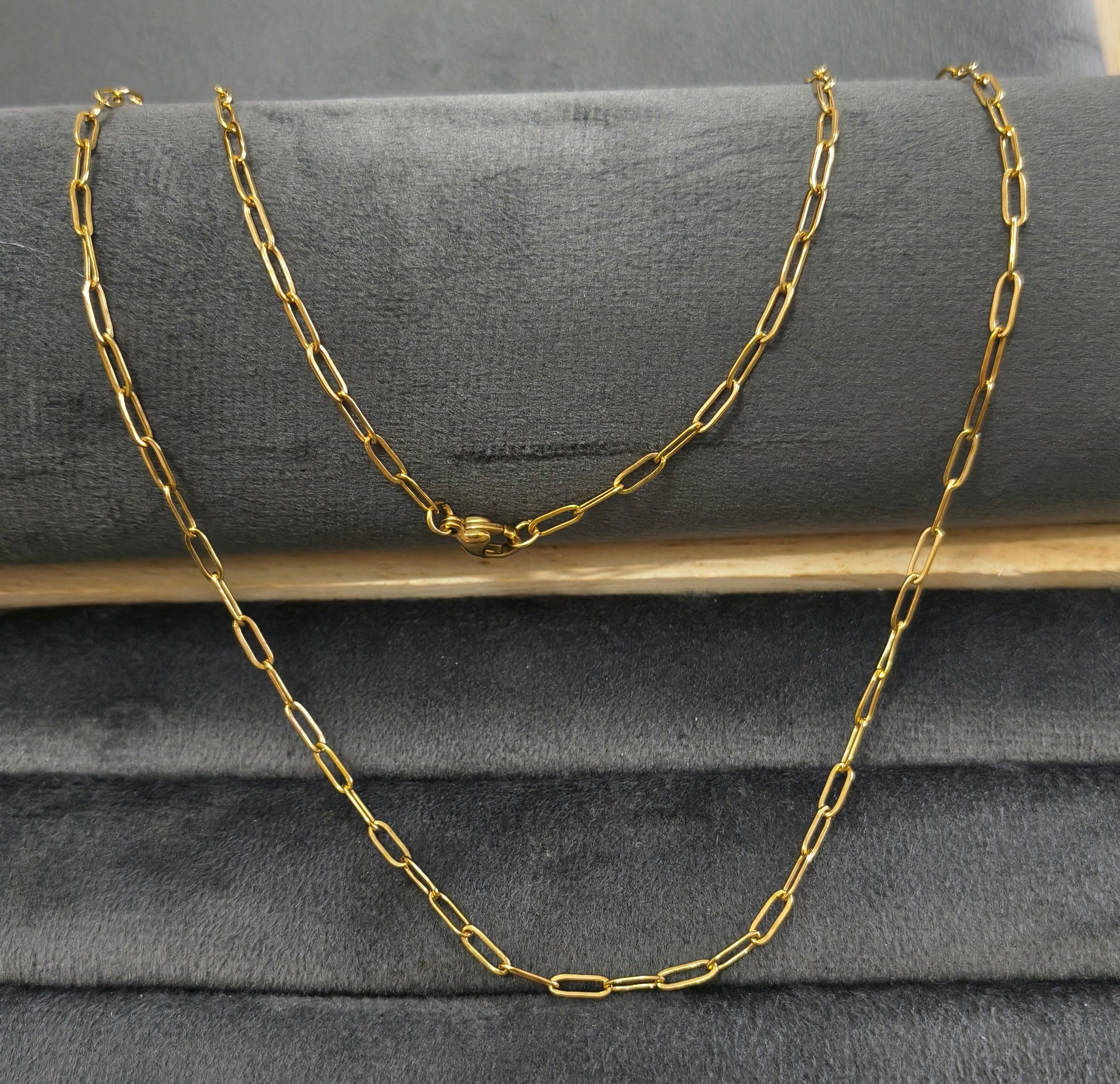 Antitarnish Unisex Sleek Paperclip Chain 18K Gold Plated