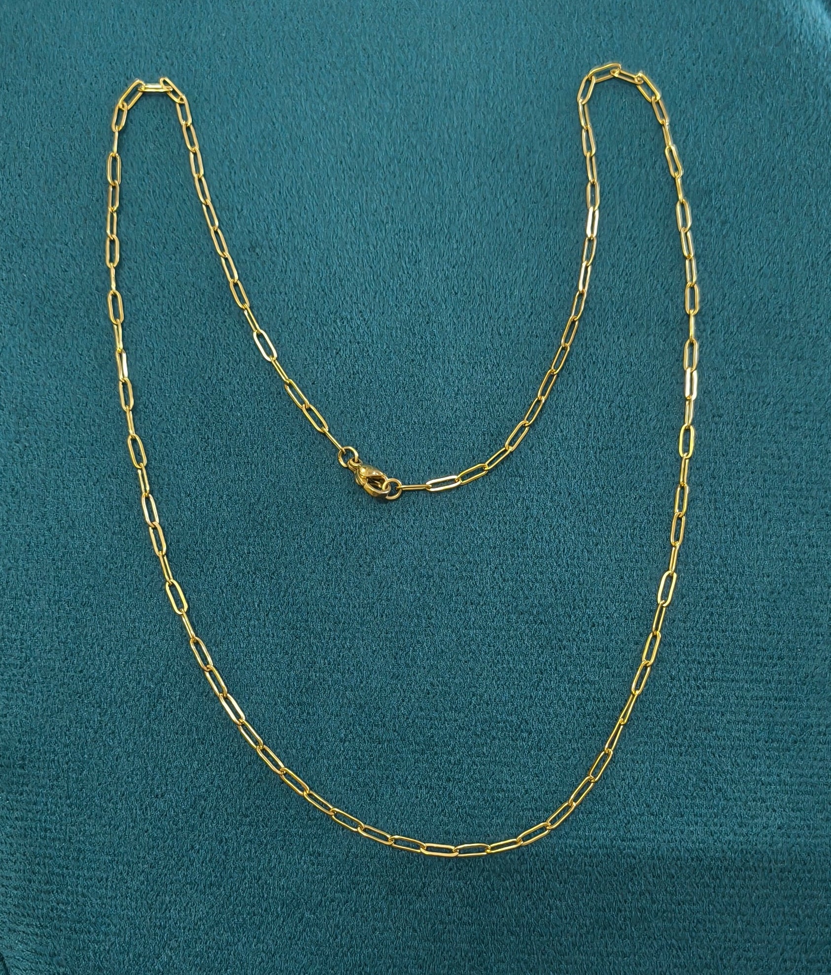 Antitarnish Unisex Sleek Paperclip Chain 18K Gold Plated