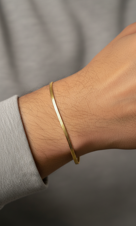 Antitarnish Unisex Snake Chain Bracelet 18K Gold Plated