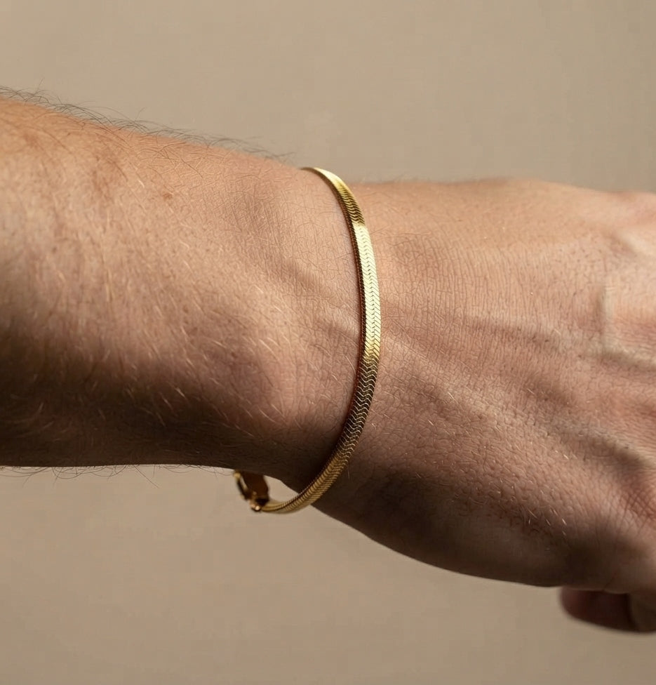 Antitarnish Unisex Snake Chain Bracelet 18K Gold Plated