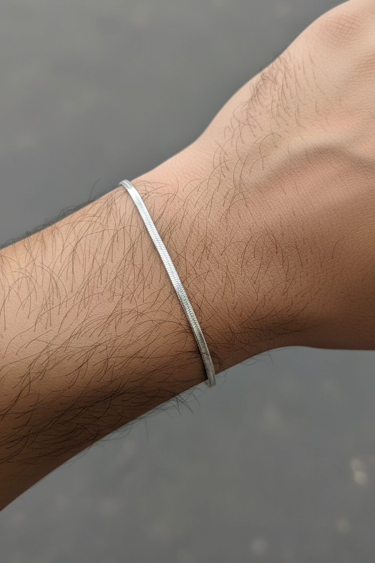 Antitarnish Unisex Snake Chain Bracelet Silver Plated