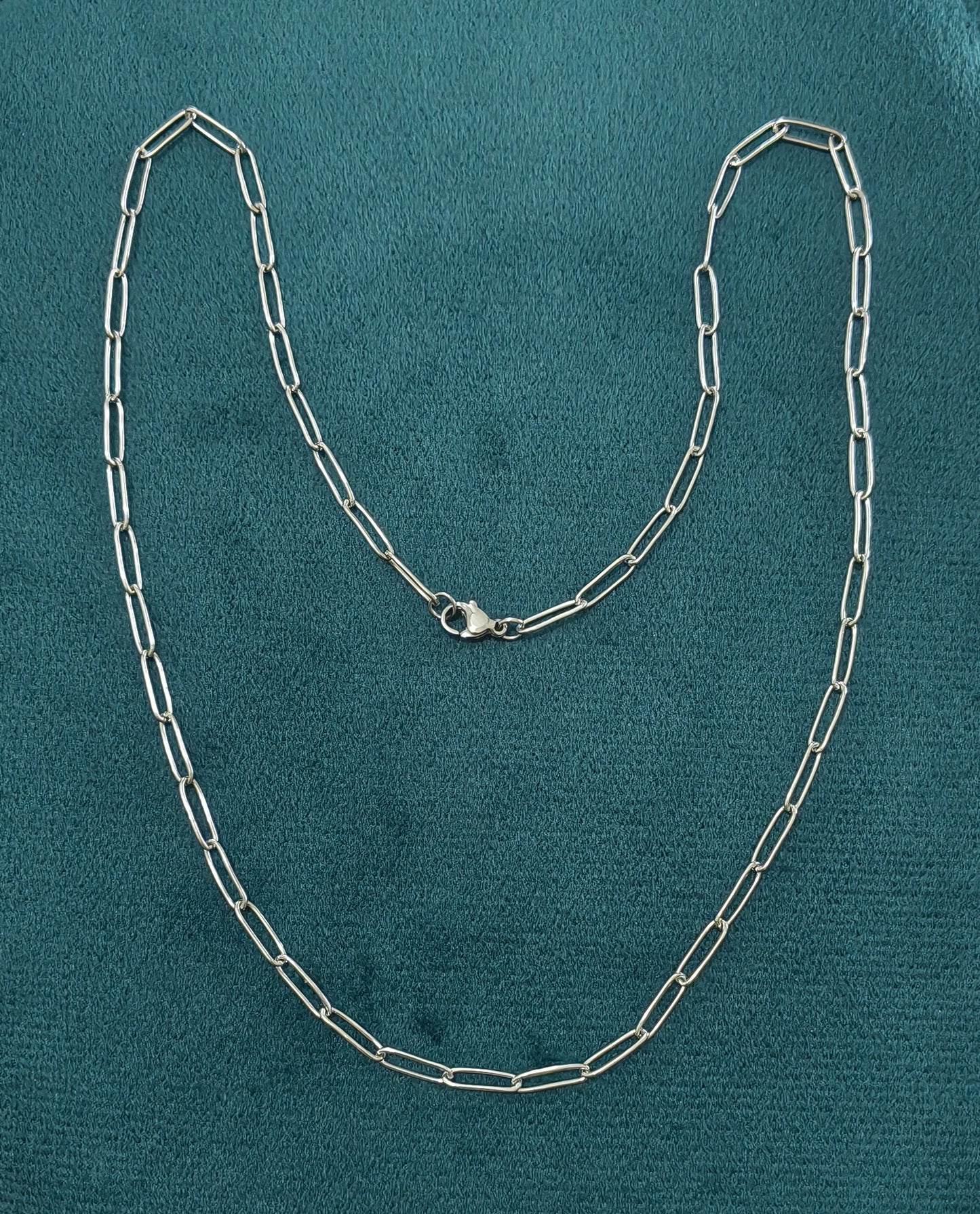 Antitarnish Unisex Stylish Paperclip Chain Silver Plated