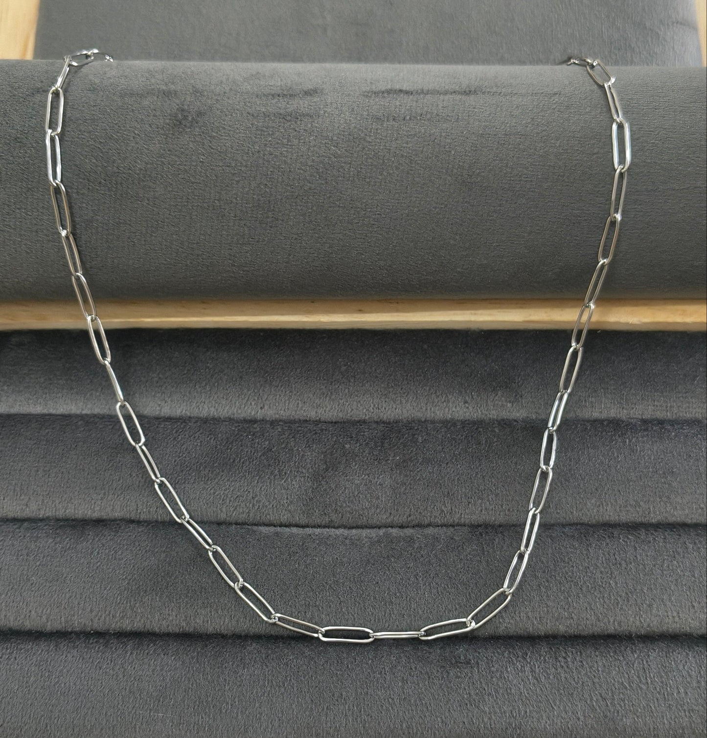 Antitarnish Unisex Stylish Paperclip Chain Silver Plated