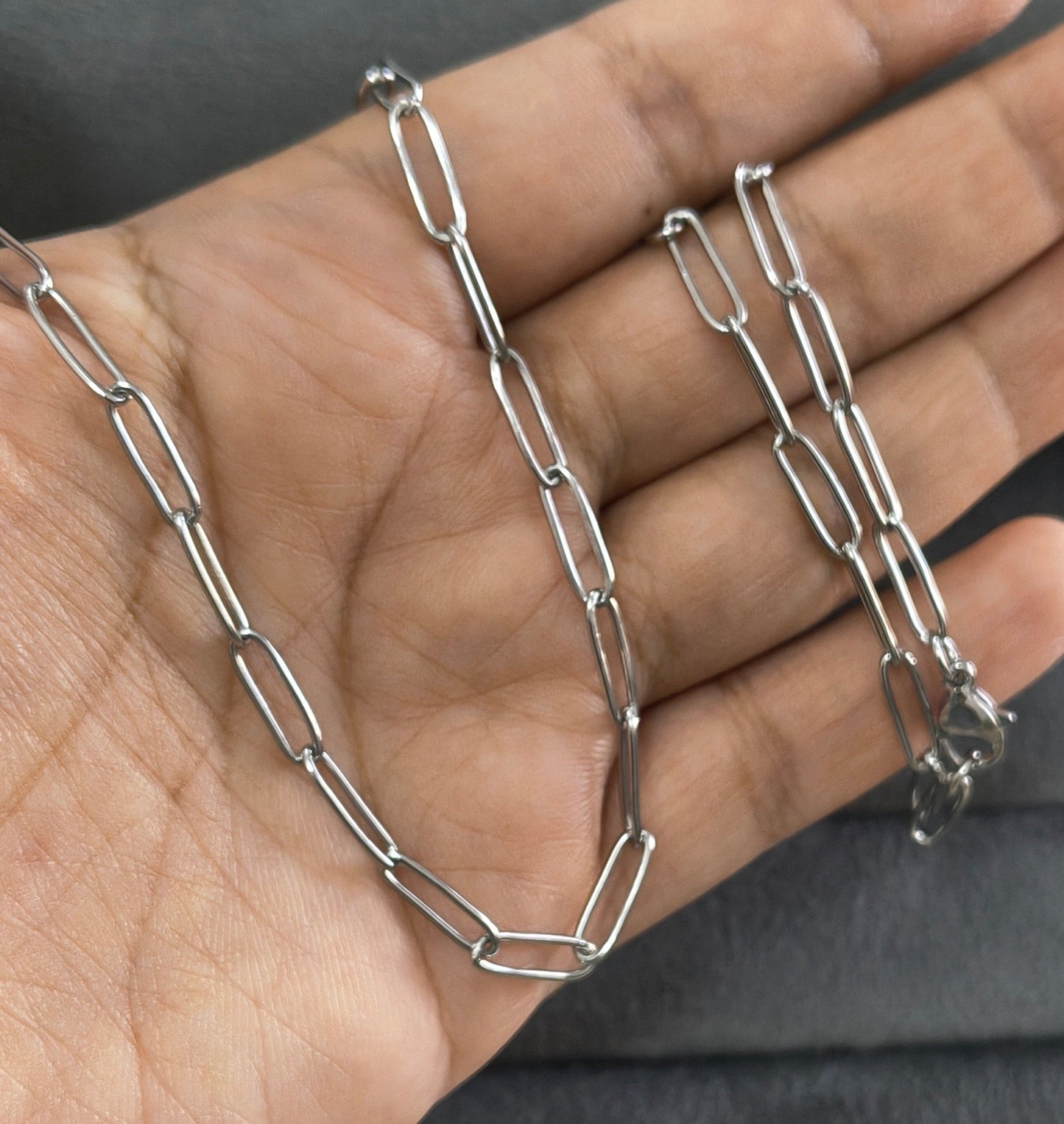 Antitarnish Unisex Stylish Paperclip Chain Silver Plated