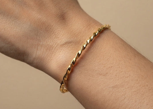 Antitarnish Unisex Twisted Design Kada Bangle 18K Gold Plated