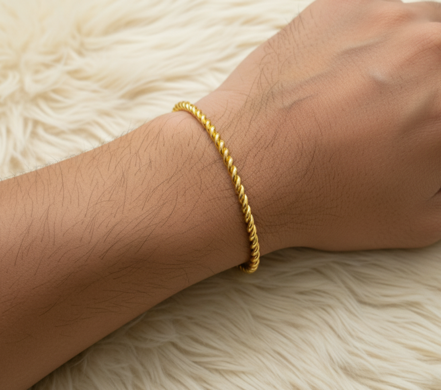 Antitarnish Unisex Twisted Design Kada Bangle 18K Gold Plated