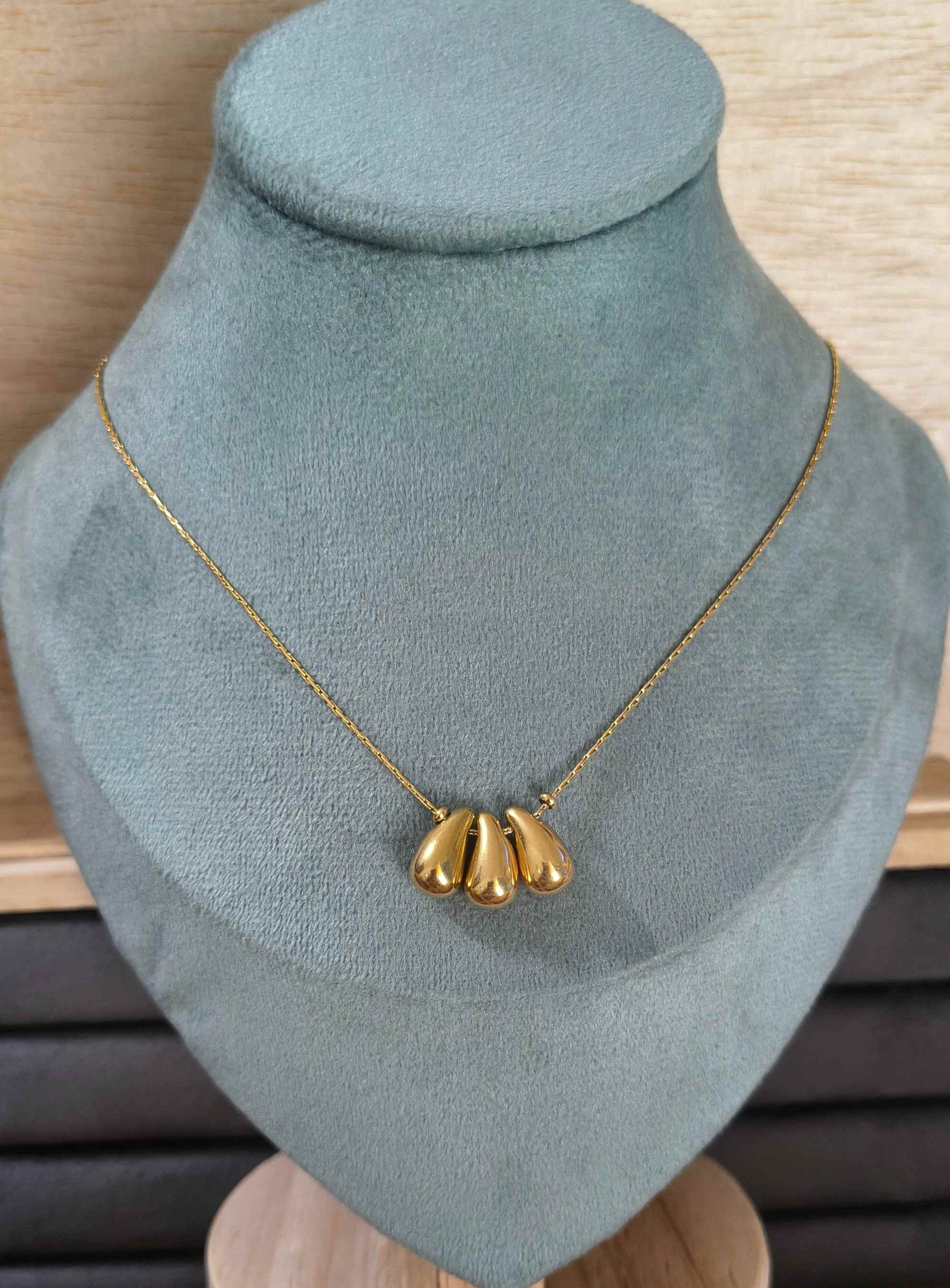 Antitarnish Waterdrop Pendant Necklace 18K Gold Plated