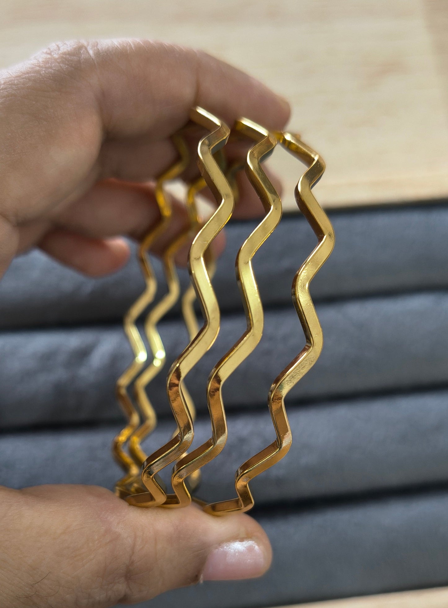 Antitarnish Zigzag Design Kada Bangle 18K Gold Plated