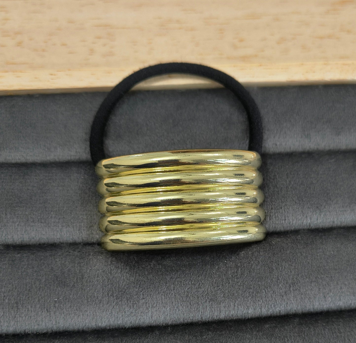 Brass Golden Half Cuff Five Lines Hair Band 18K Gold Plated