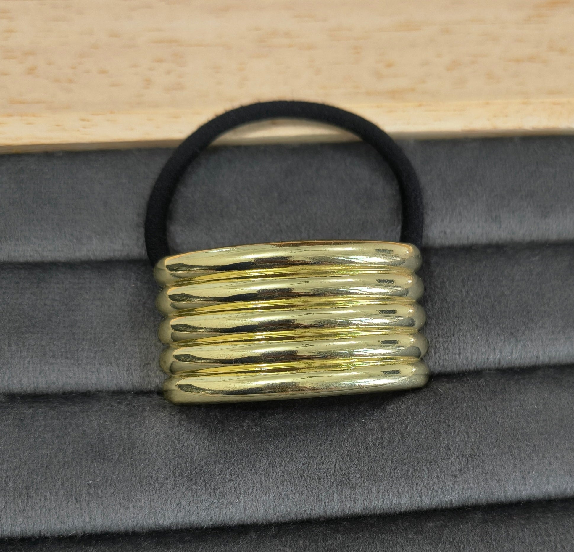 Brass Golden Half Cuff Five Lines Hair Band 18K Gold Plated