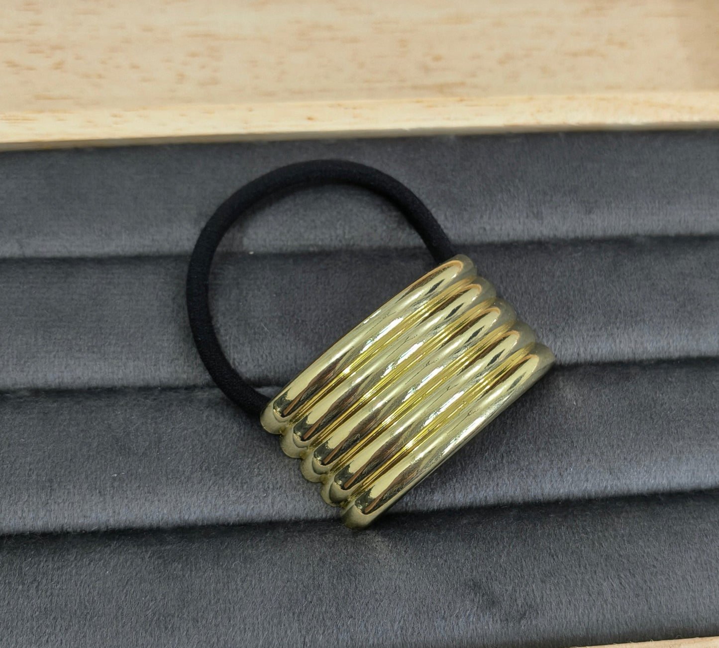 Brass Golden Half Cuff Five Lines Hair Band 18K Gold Plated