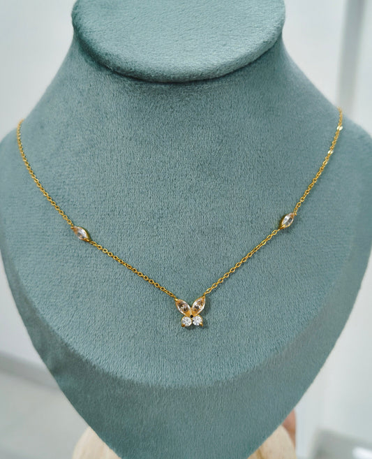 Butterfly Diamond Studded Necklace 18k Gold Plated