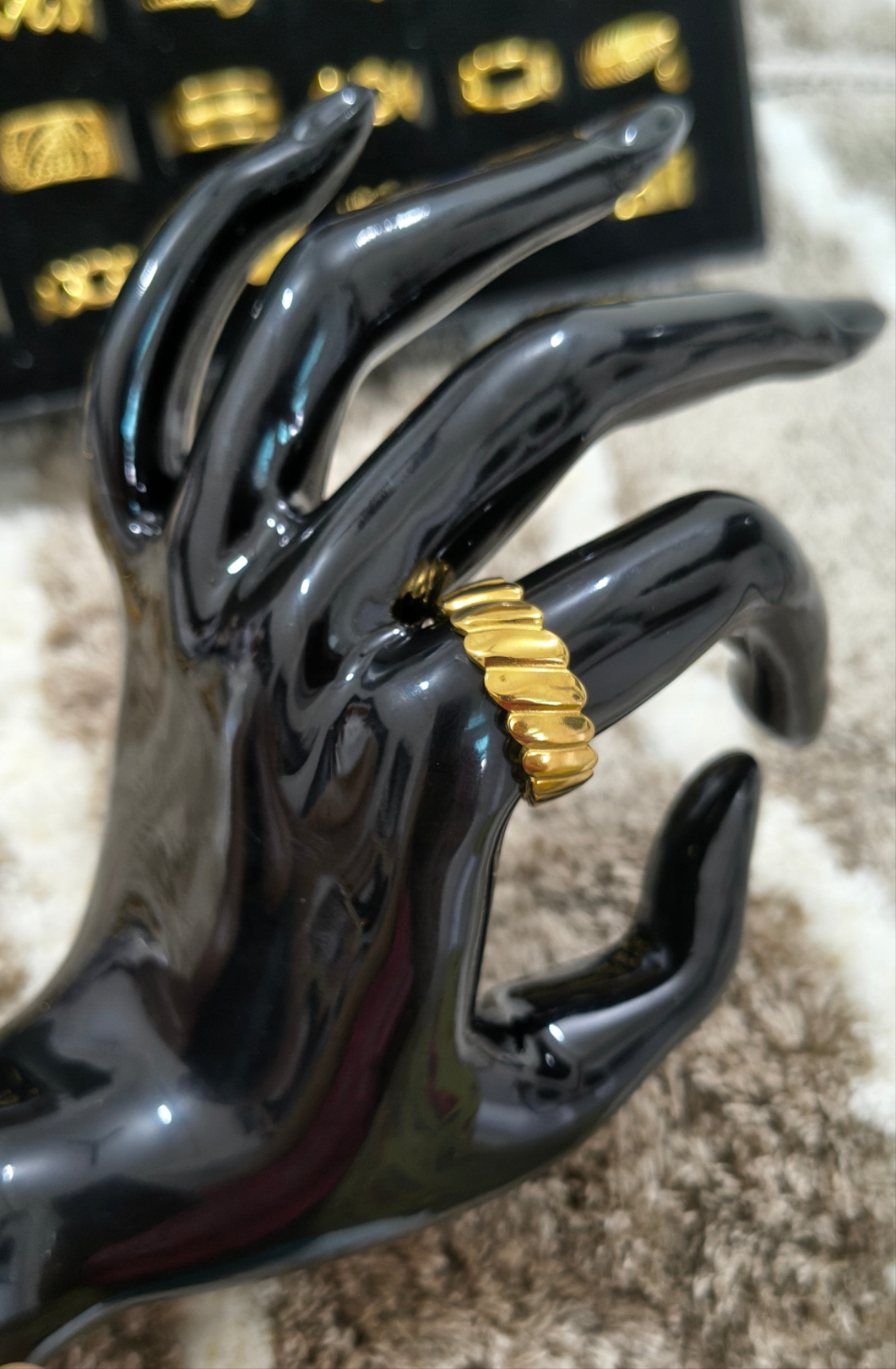 Classic Spiral Style Adjustable 18K Gold Plated Ring