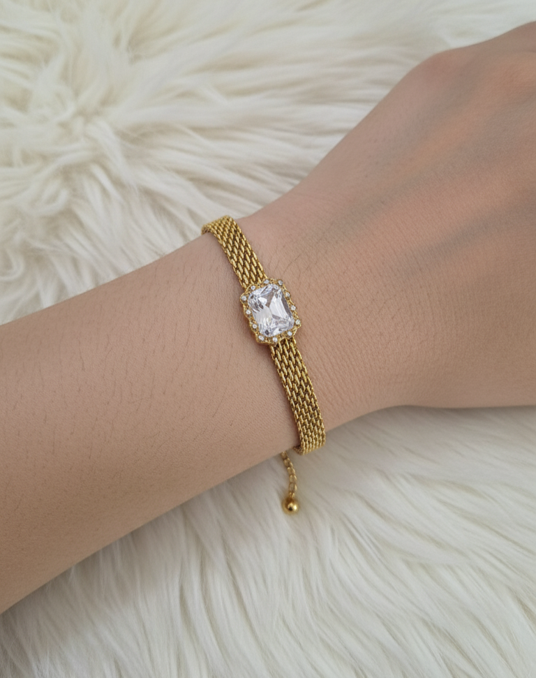 Classic Thick Mesh Chain 18K Gold Plated Bracelet