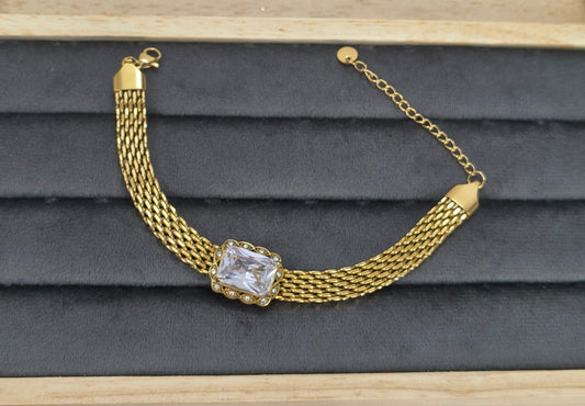 Classic Thick Mesh Chain 18K Gold Plated Bracelet