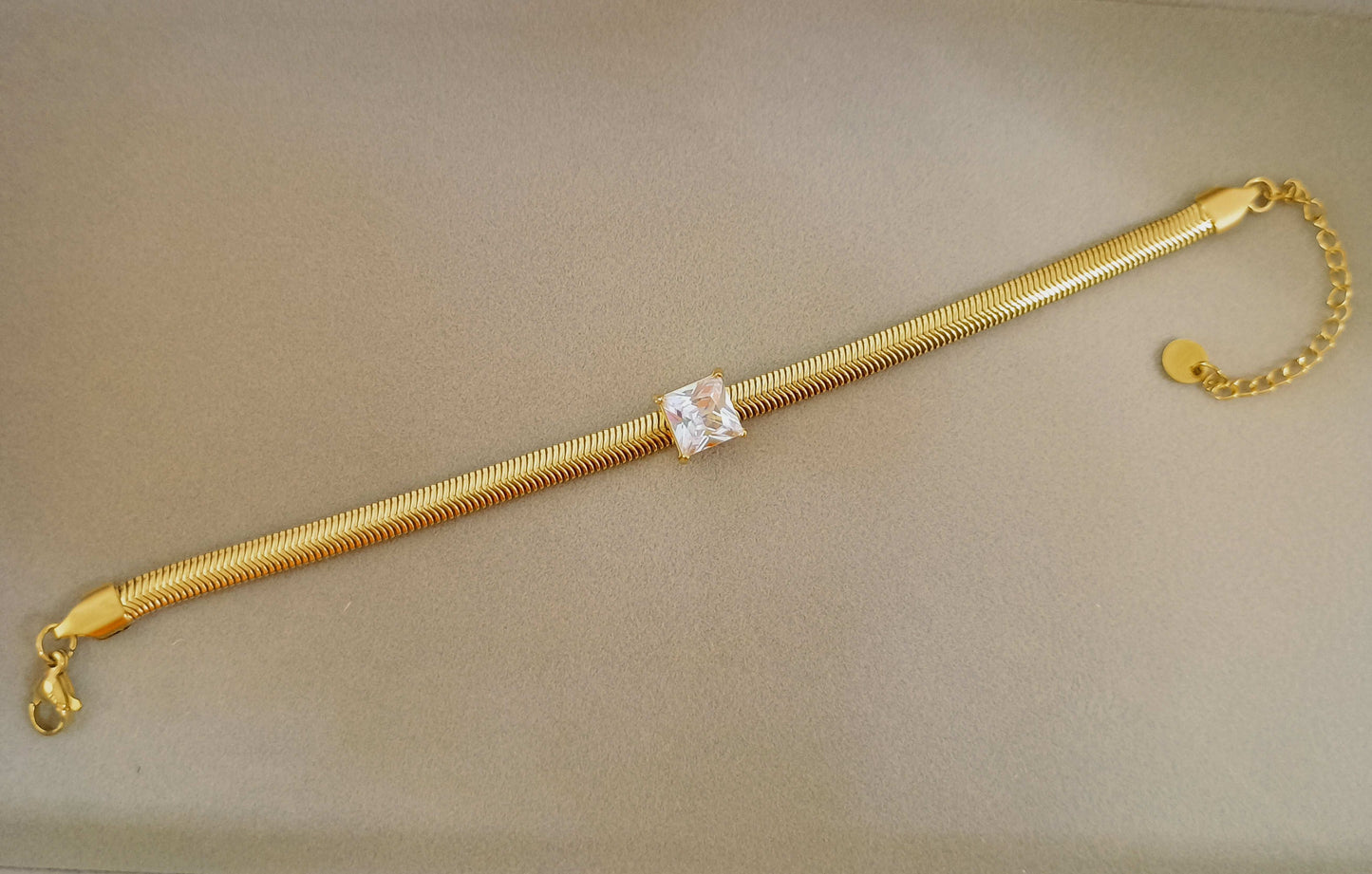 Anti tarnish Fashionable Heavy Snake chain with Big Square Diamond Studded Bracelet - Urban Era Jewel