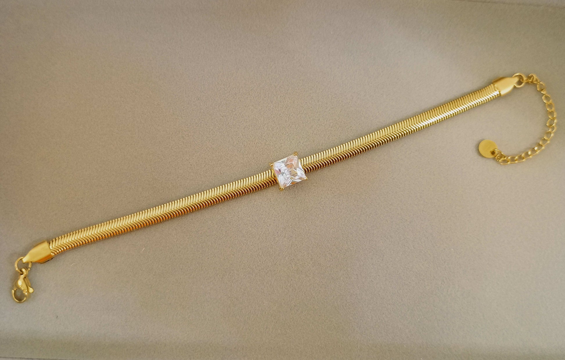 Anti tarnish Fashionable Heavy Snake chain with Big Square Diamond Studded Bracelet - Urban Era Jewel