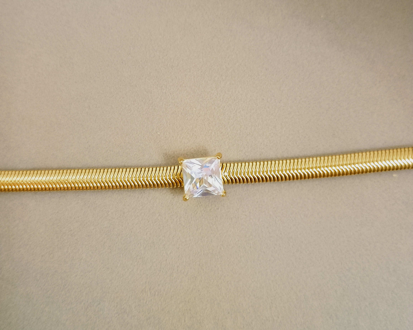 Anti tarnish Fashionable Heavy Snake chain with Big Square Diamond Studded Bracelet - Urban Era Jewel