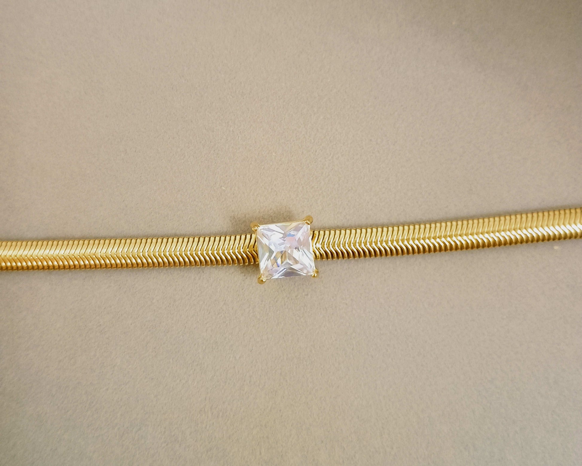 Anti tarnish Fashionable Heavy Snake chain with Big Square Diamond Studded Bracelet - Urban Era Jewel