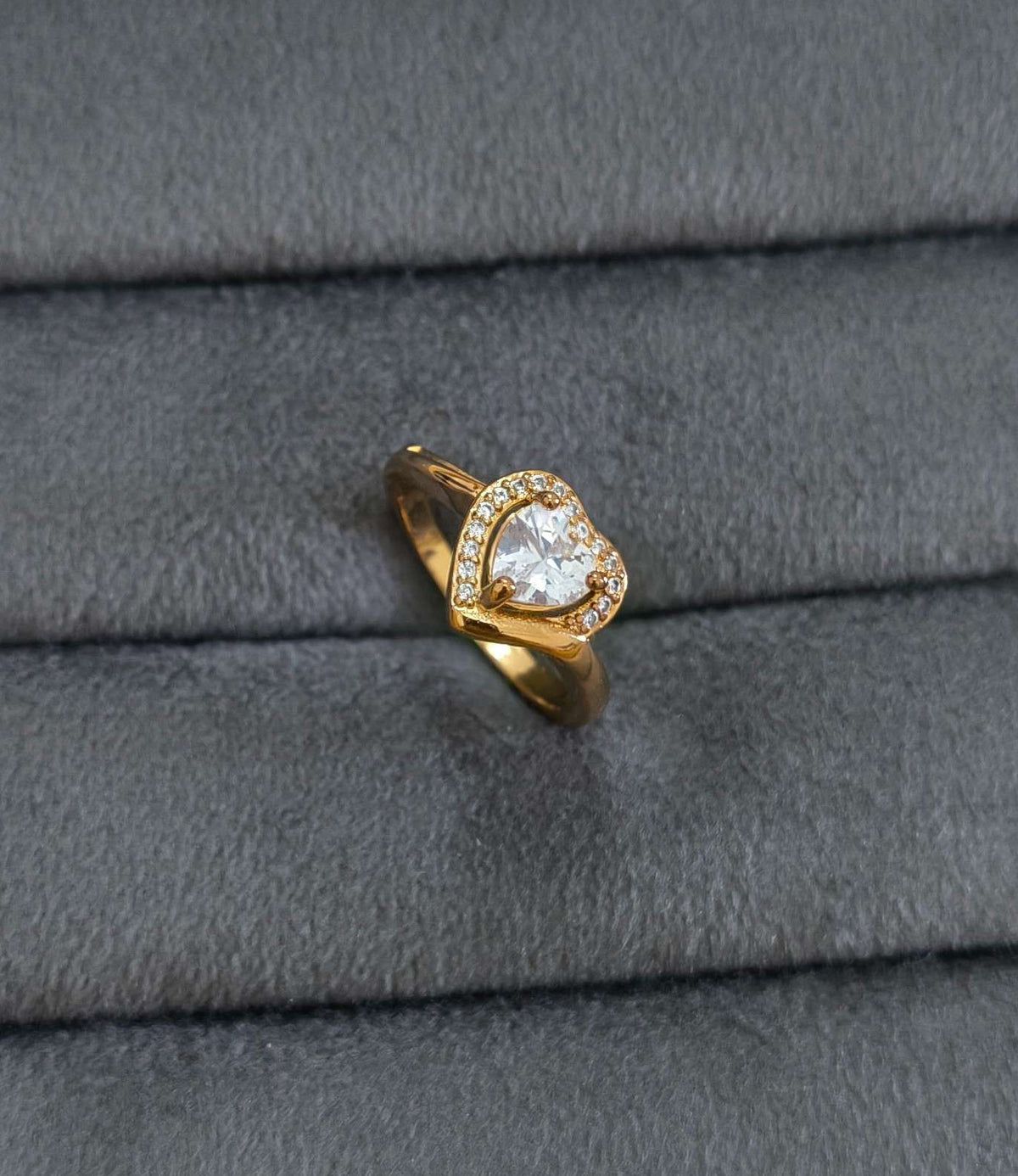 Cute Heart Stone Adjustable 18K Gold Plated Ring
