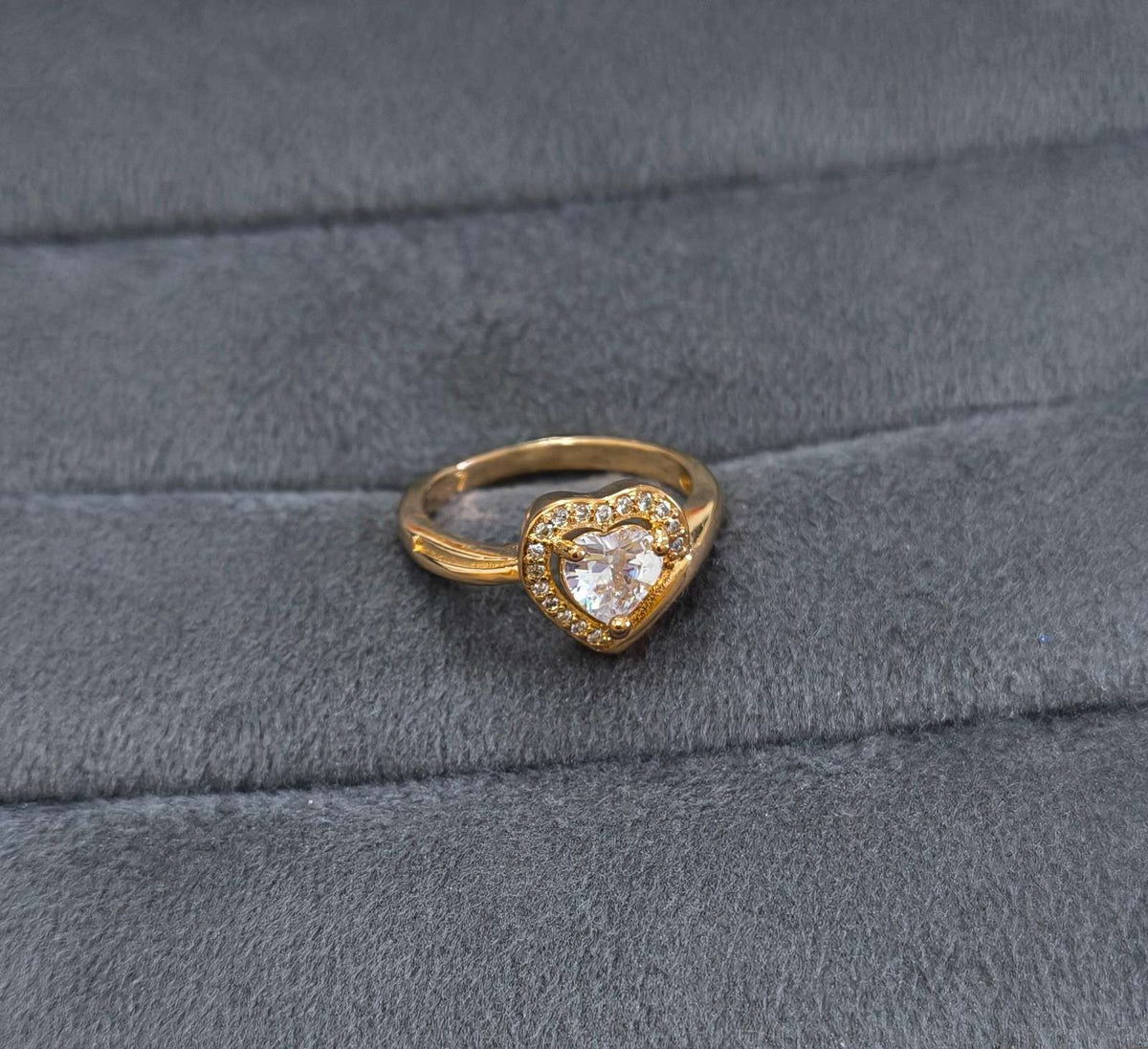 Cute Heart Stone Adjustable 18K Gold Plated Ring
