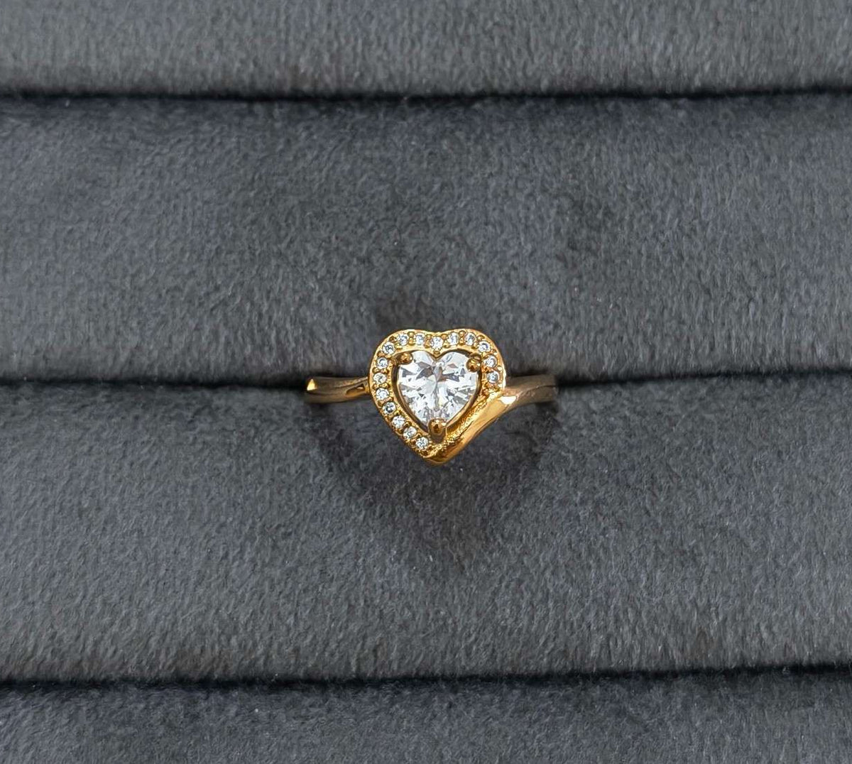 Cute Heart Stone Adjustable 18K Gold Plated Ring