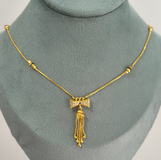 Daily Wear Black Beaded Classic Bow Pendant Mangalsutra