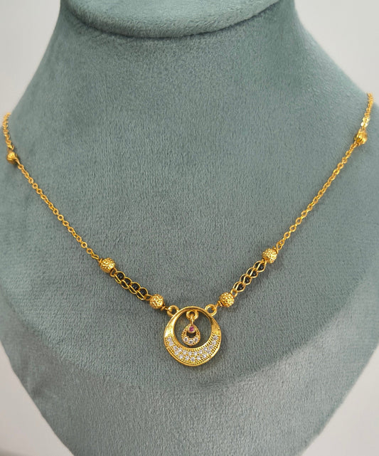 Daily Wear Black Beaded Fancy Round Pendant Mangalsutra
