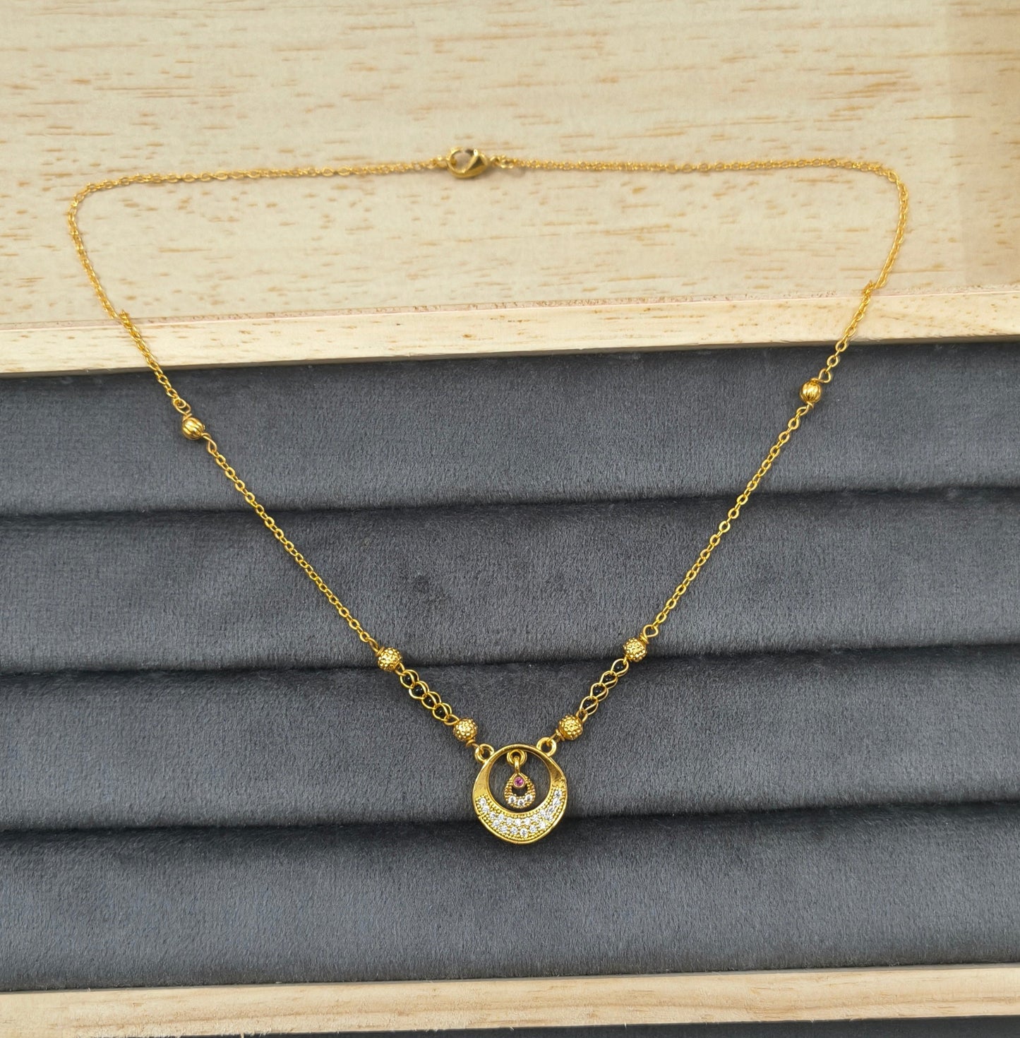 Daily Wear Black Beaded Fancy Round Pendant Mangalsutra
