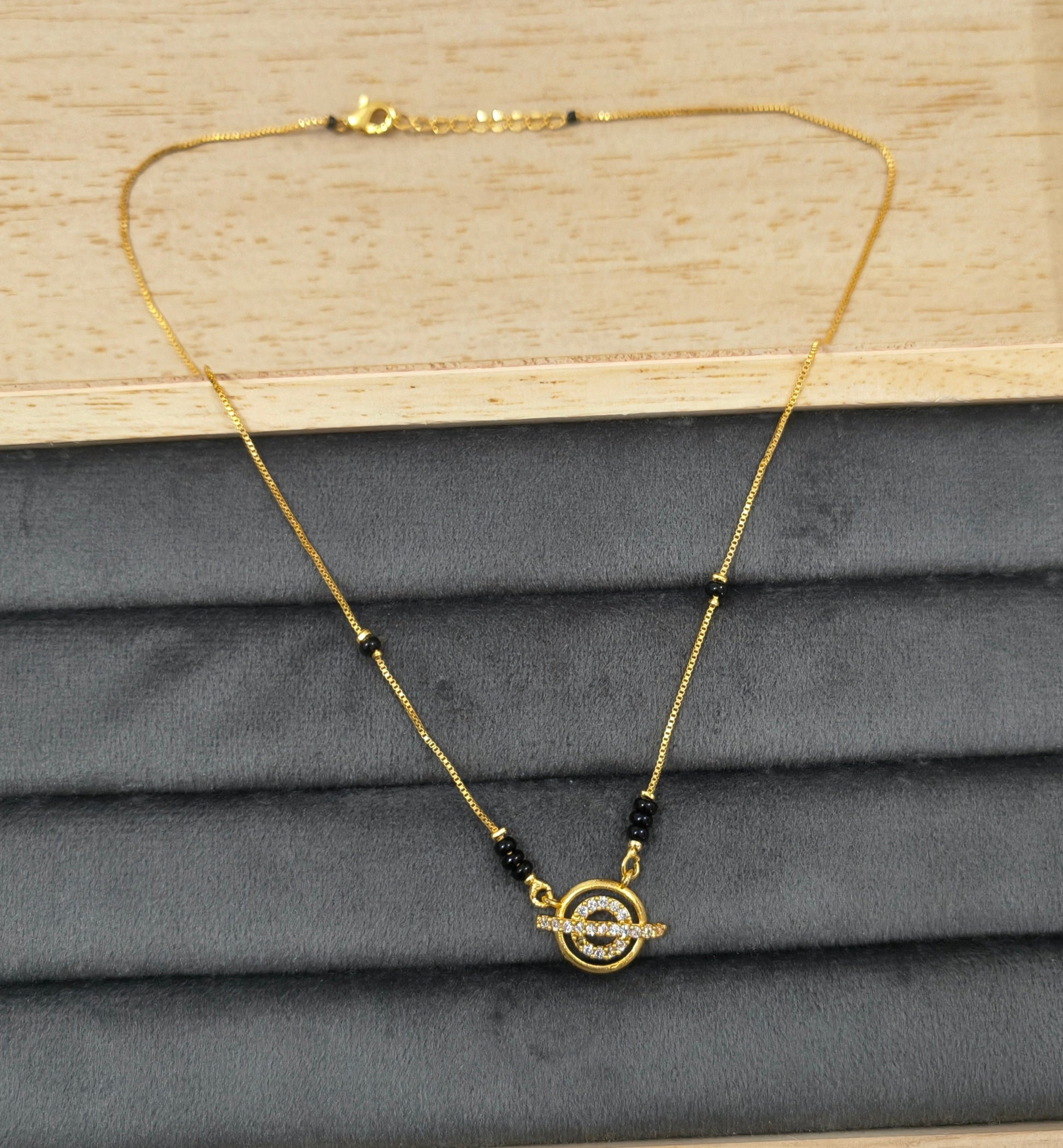 Daily Wear Black Beaded Galaxy AD Pendant Mangalsutra