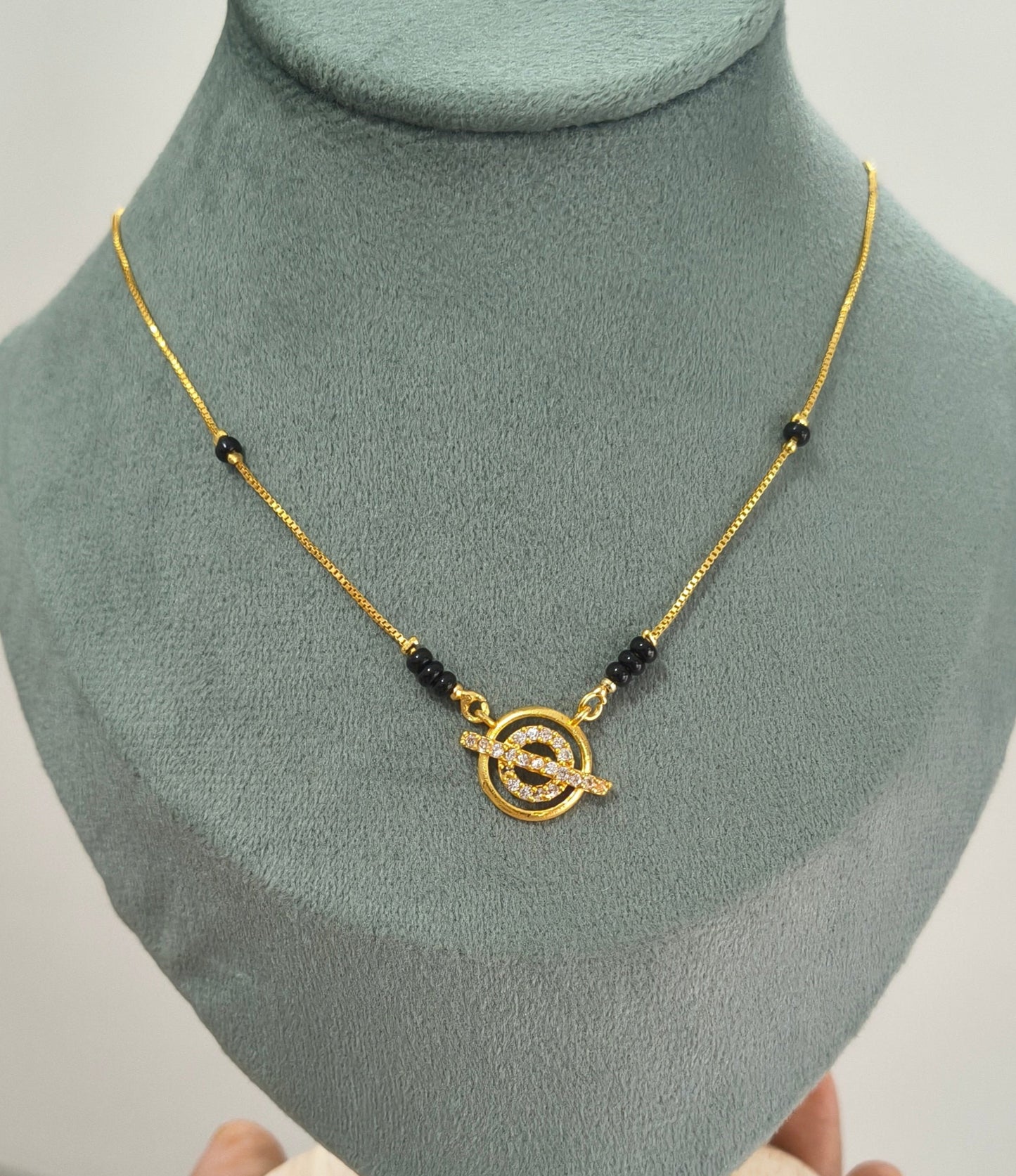 Daily Wear Black Beaded Galaxy AD Pendant Mangalsutra