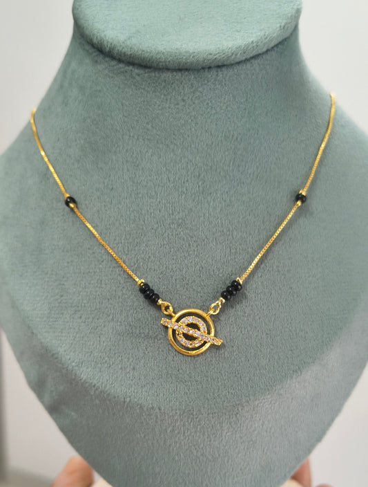 Daily Wear Black Beaded Galaxy AD Pendant Mangalsutra