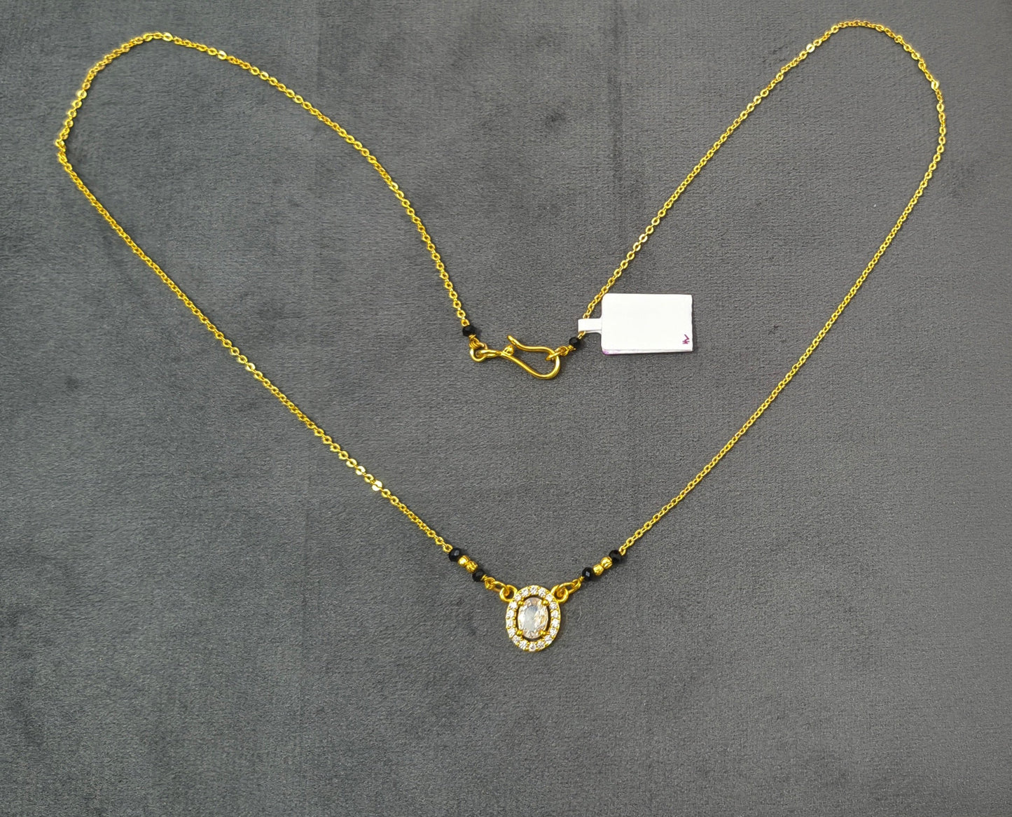 Daily Wear Black Beaded Round Solitaire Pendant Mangalsutra
